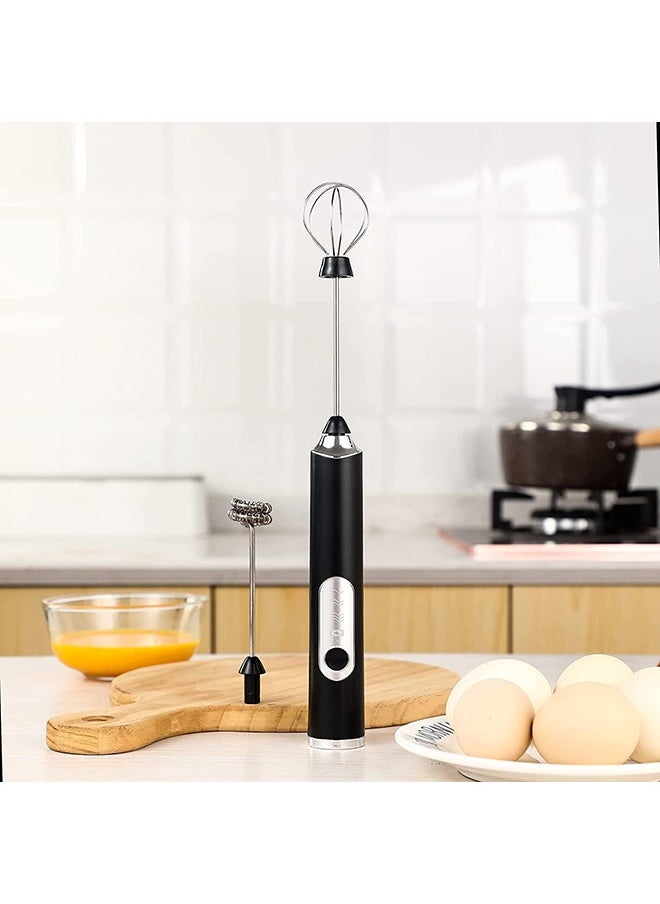 Arabest - Rechargeable Electric Foam Maker, Milk Frother Handheld Foam Maker, Drink Mixer with Stainless Whisks 3 Speed Adjustable Foam Maker Blender for Bulletproof Coffee, Cappuccino (Black) - Image 1