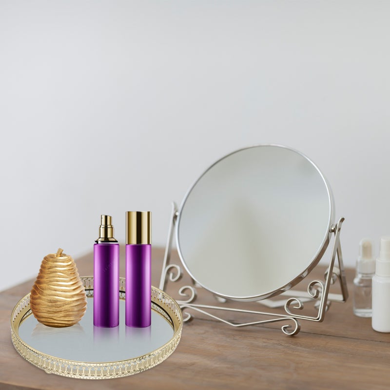 1 Pc European Style Glass Mirror Plate Cosmetics Storage Tray Iron Jewelry Plate - Image 3