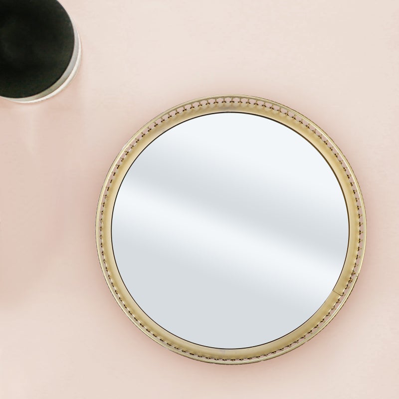 1 Pc European Style Glass Mirror Plate Cosmetics Storage Tray Iron Jewelry Plate - Image 1