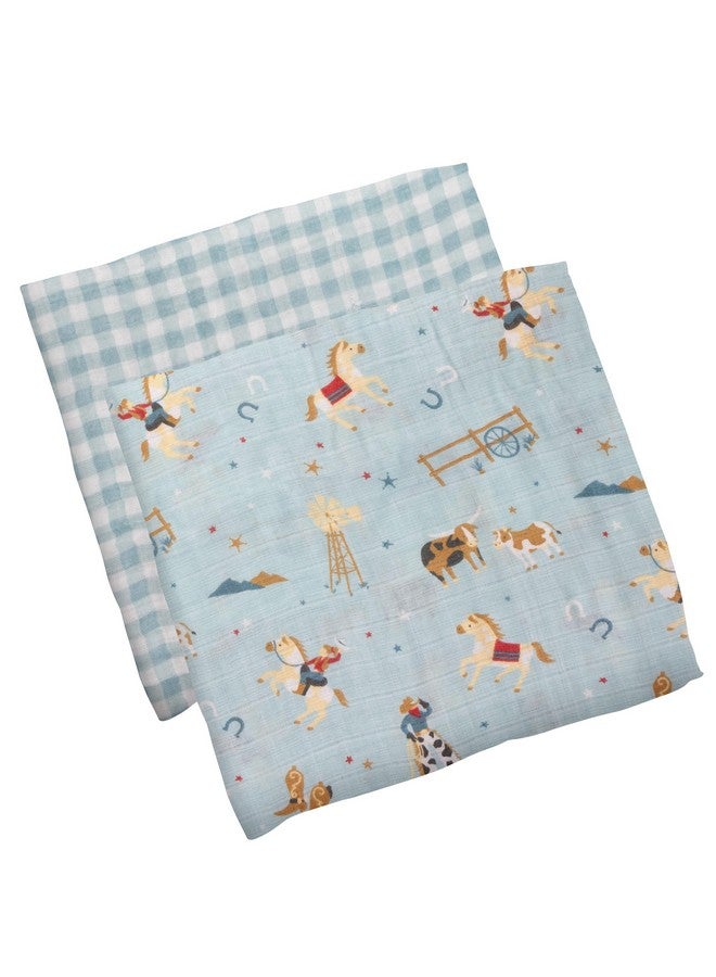 Stephen Joseph Baby Swaddle Blanket, Unisex Swaddle Wrap Soft Muslin Swaddle Blankets, Receiving Blanket for Boys and Girls, 47 x 47 inches, Set of 2, Western - Image 1