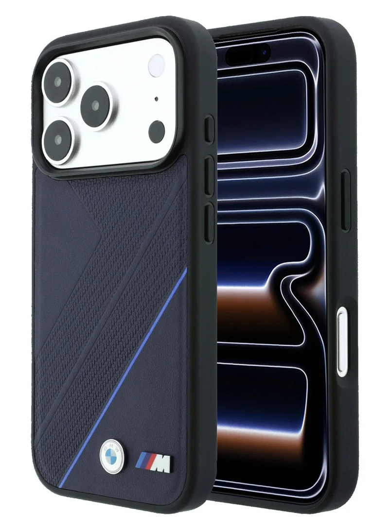 Bmw iPhone 18 Pro MagSafe Case with PU Textured Tire Track Finish and Metal Logos Hard Cover for iPhone