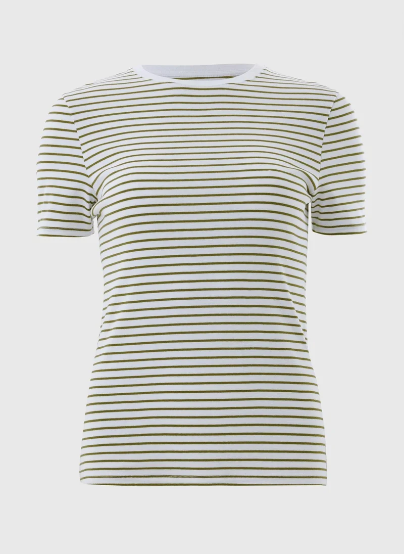 Matalan Green Stripe Fitted T-Shirt