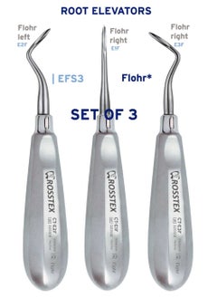 Dental Instruments Flohr Left Right and Straight Root Elevator Set of 3 Pcs