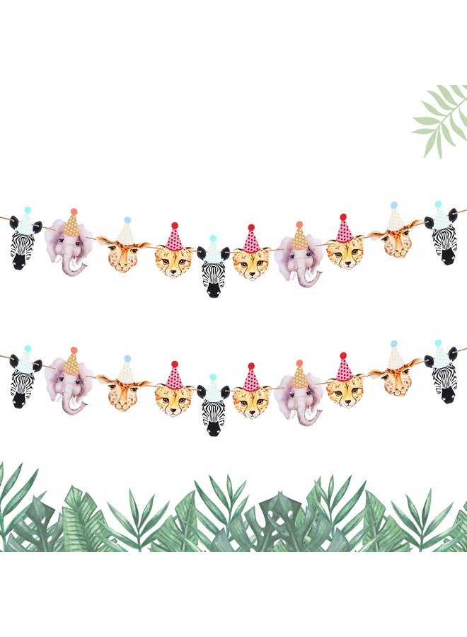 Epakh لافتة حيوانات الحفلة إيباهك 2 قطعة - لافتة عيد ميلاد سعيدة - زينة حيوانات الغابة لاحتفالات الأطفال في الغابة - Image 1