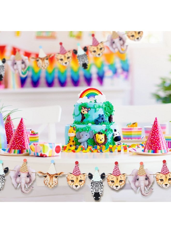 Epakh لافتة حيوانات الحفلة إيباهك 2 قطعة - لافتة عيد ميلاد سعيدة - زينة حيوانات الغابة لاحتفالات الأطفال في الغابة - Image 3