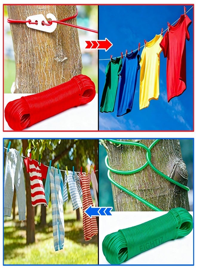Eightiz 20M PVC Coated Steel Wire Rope for Drying Clothes, Plastic Hooks Clothesline Rope Heavy-Duty, Strong Rope for Clothes Hanging and Drying at Home, Balcony & Outdoor (Pack of 2,Multicolor) - Image 2