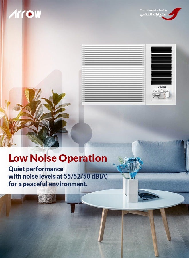 17,200 BTU Window Air Conditioner, Cooling Only, Mechanical Controls, White Color | Model Name: RO-18WHC