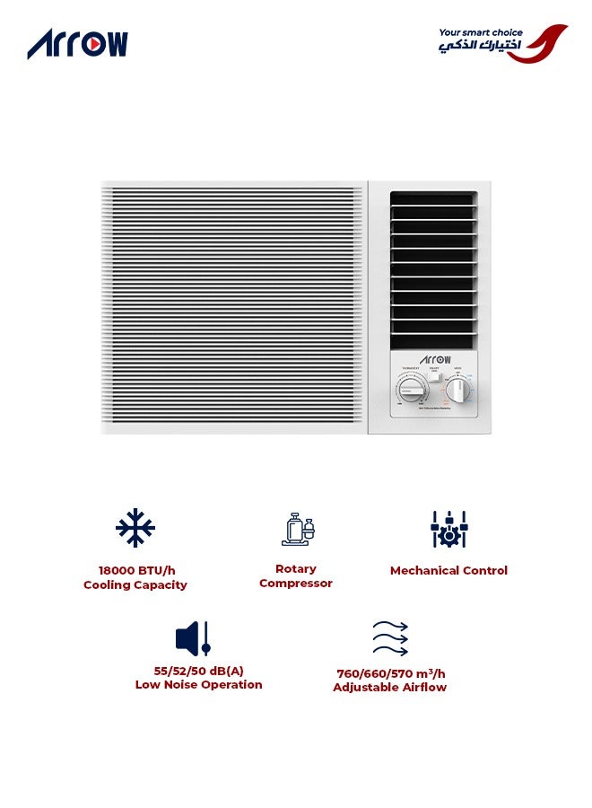 17,200 BTU Window Air Conditioner, Cooling Only, Mechanical Controls, White Color | Model Name: RO-18WHC