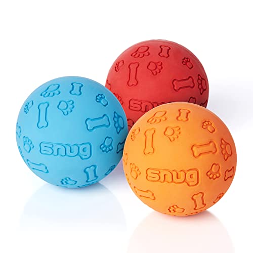 Snug Rubber Dog Balls for Small and Medium Dogs Tennis Ball Size Virtually Indestructible 3 Pack Classic - Image 1