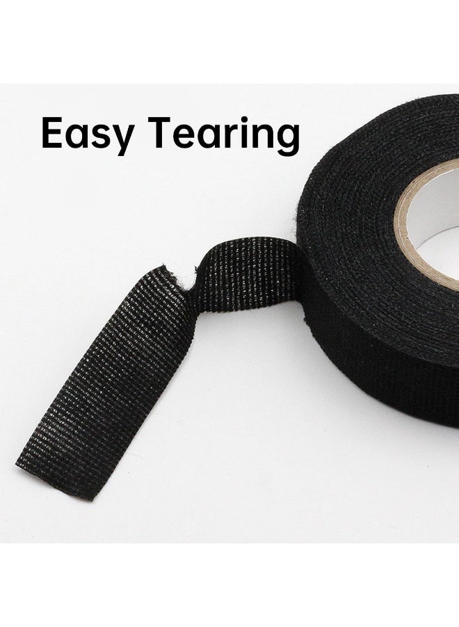 ECVV 2 Rolls Automotive Wire Harness Tape, 15 Meter Electrical Insulation Black Self-Adhesive Fabric Noise Reduction Wrap Cord Cloth, High Temp Wiring Loom Protect Fix Cable - Image 5