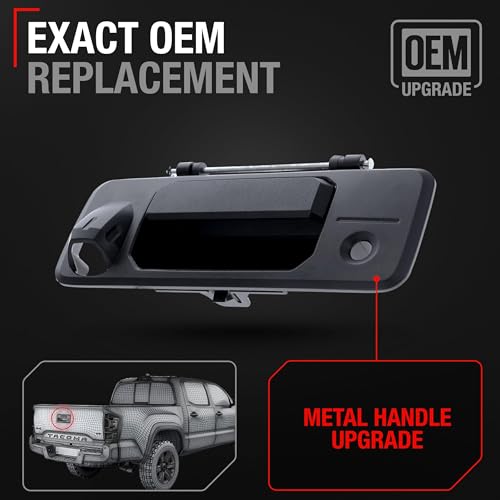 T1A Tailgate Handle Assembly, Upgraded Metal - Compatible with 2014-2022 Toyota Tacoma, Toyota Tundra - Liftgate Latch Assembly, Textured Black - W/Camera Hole, LED Hole - OEM 69090-0C090-Metal, 97982 - Image 2