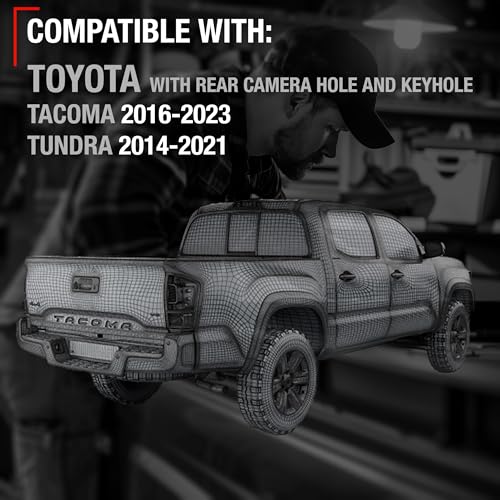 T1A Tailgate Handle Assembly, Upgraded Metal - Compatible with 2014-2022 Toyota Tacoma, Toyota Tundra - Liftgate Latch Assembly, Textured Black - W/Camera Hole, LED Hole - OEM 69090-0C090-Metal, 97982 - Image 4
