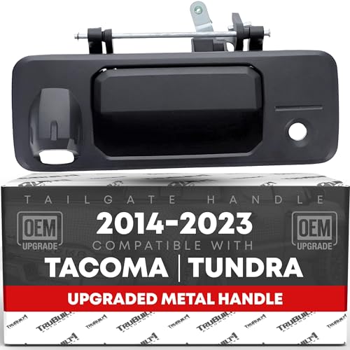 T1A Tailgate Handle Assembly, Upgraded Metal - Compatible with 2014-2022 Toyota Tacoma, Toyota Tundra - Liftgate Latch Assembly, Textured Black - W/Camera Hole, LED Hole - OEM 69090-0C090-Metal, 97982 - Image 1