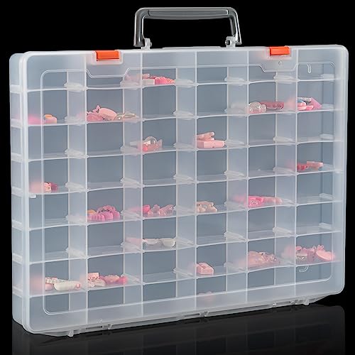 Udefineit Large 48 Grids Clear Plastic Organizer Box with Dividers, Adjustable Compartment Plastic Arts Crafts Storage Containers for Hobby Small Parts, Jewelry Bead Tackle Organizer Storage Box Case - Image 1