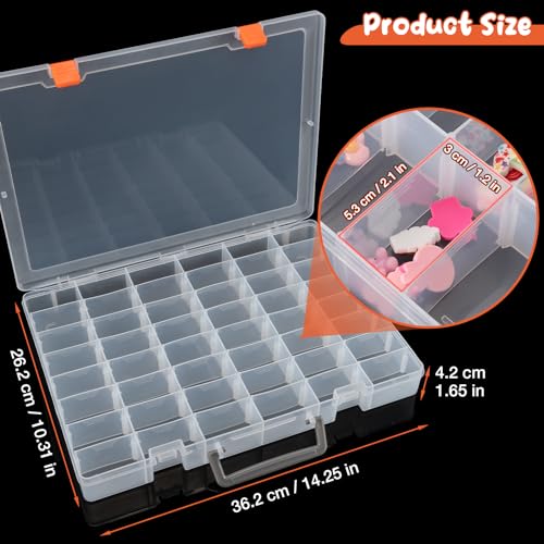 Udefineit Large 48 Grids Clear Plastic Organizer Box with Dividers, Adjustable Compartment Plastic Arts Crafts Storage Containers for Hobby Small Parts, Jewelry Bead Tackle Organizer Storage Box Case - Image 5