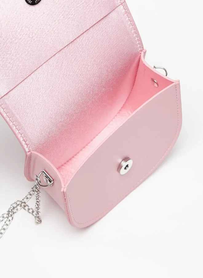 Flora Bella By Shoexpress Applique Detail Crossbody Bag with Chain Strap and Magnetc Closure