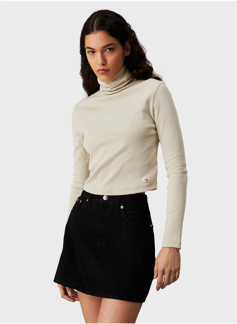 كالفن كلاين جينز WOVEN LABEL RIB ROLLNECK