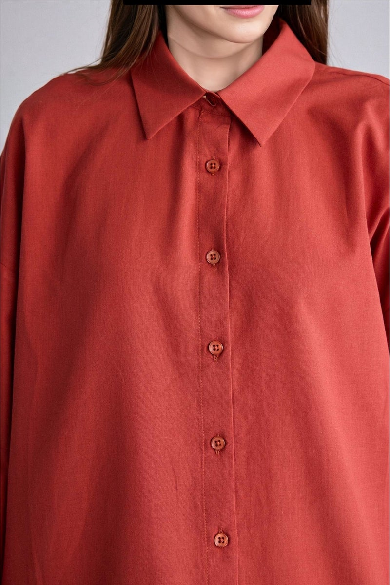 DeFacto Orange Woman Regular Fit Voile Dark Orange Tunic Casual - Image 4
