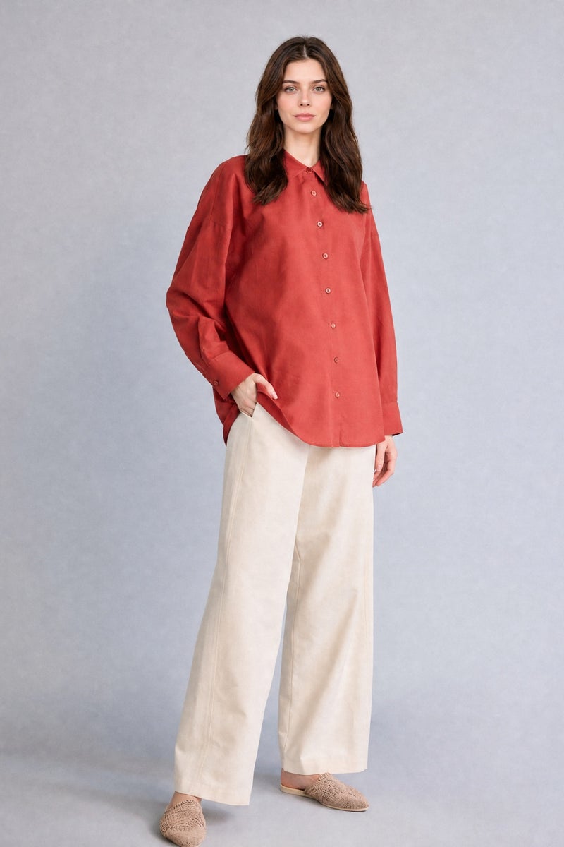 DeFacto Orange Woman Regular Fit Voile Dark Orange Tunic Casual - Image 2