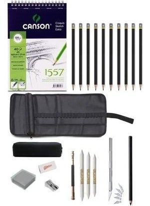 Canson 1557 A5 Sketchbook 120G Charcoal Drawing Sketch Set with Bag Dough Eraser Charcoal Pencil - pzsku/ZC52FCC33193491763085Z/45/_/1730794688/23de3b14-8662-42d9-b8e9-d8fe0ffd4c2a