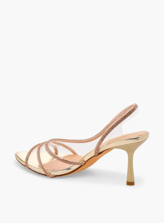 Flora Bella By Shoexpress ROSE GOLD Women Rhinestone Embellished Slingback Shoes for Women | Best Price UAE