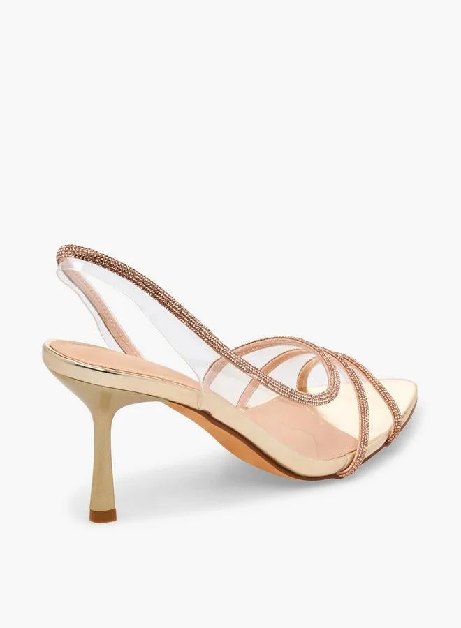 Flora Bella By Shoexpress ROSE GOLD Women Rhinestone Embellished Slingback Shoes for Women | Best Price UAE