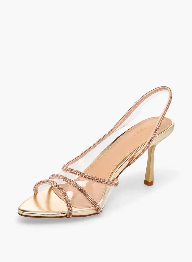 Flora Bella By Shoexpress ROSE GOLD Women Rhinestone Embellished Slingback Shoes for Women | Best Price UAE