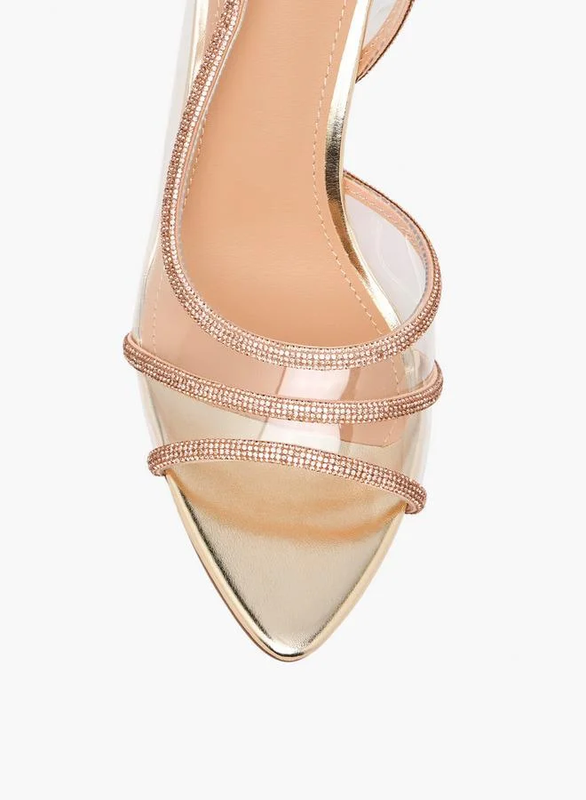 Flora Bella By Shoexpress ROSE GOLD Women Rhinestone Embellished Slingback Shoes for Women | Best Price UAE