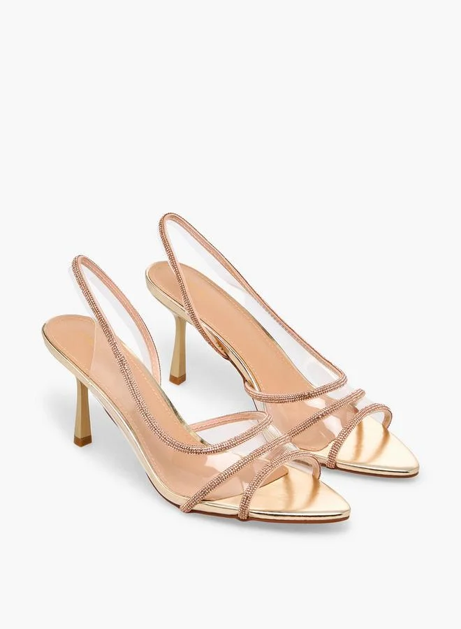 Flora Bella By Shoexpress ROSE GOLD Women Rhinestone Embellished Slingback Shoes for Women | Best Price UAE