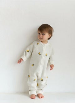 Generic Knitted Baby Romper “Lemons on Ecru” 62–68 – Soft Cotton Jumpsuit for Newborns, Unisex Coming Home Outfit, Grow-with-Me Design, Comfortable Year-Round Wear  - Image 2