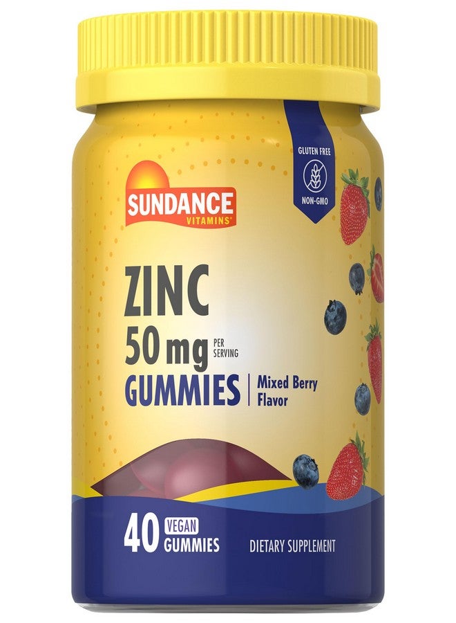 Sundance Zinc Gummies for Adults | 50mg | Mixed Berry Flavor | Vegan, Non-GMO and Gluten Free Supplement - Image 1