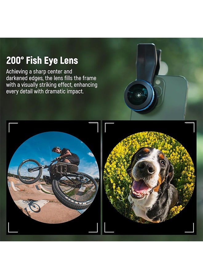 NEEWER 200° Fish Eye VR Lens with 17mm Thread Phone Lens Clip for Panoramic View, Live Streaming, Outdoor Landscape, Architecture, Compatible with iPhone 16 Pro Max S24 Ultra LS-57