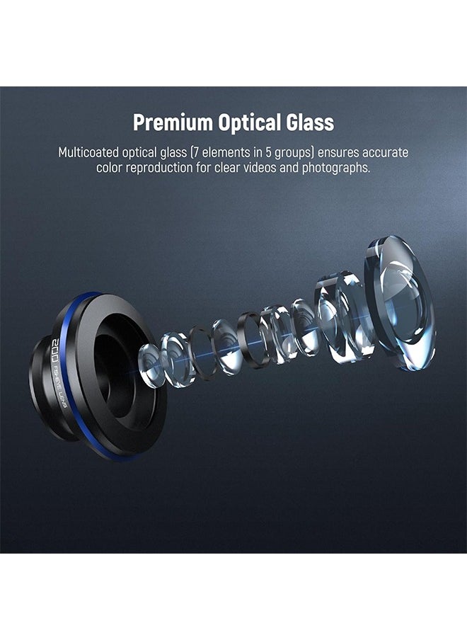 NEEWER 200° Fish Eye VR Lens with 17mm Thread Phone Lens Clip for Panoramic View, Live Streaming, Outdoor Landscape, Architecture, Compatible with iPhone 16 Pro Max S24 Ultra LS-57
