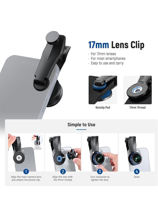 NEEWER 200° Fish Eye VR Lens with 17mm Thread Phone Lens Clip for Panoramic View, Live Streaming, Outdoor Landscape, Architecture, Compatible with iPhone 16 Pro Max S24 Ultra LS-57