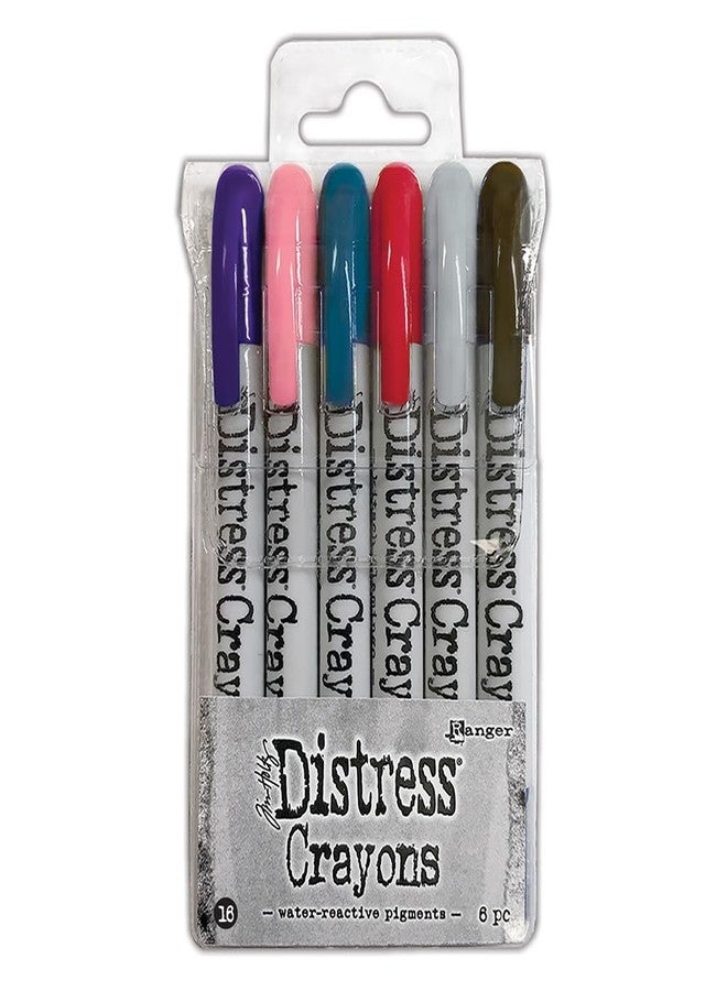 Tim Holtz Ranger Distress Crayon Set 16 (Villainous Potion/Saltwater Taffy/Uncharted Mariner/Lumberjack Plaid/Lost Shadow/Scorched Timber), Multicoloured, 13 x 1.5 cm - Image 1