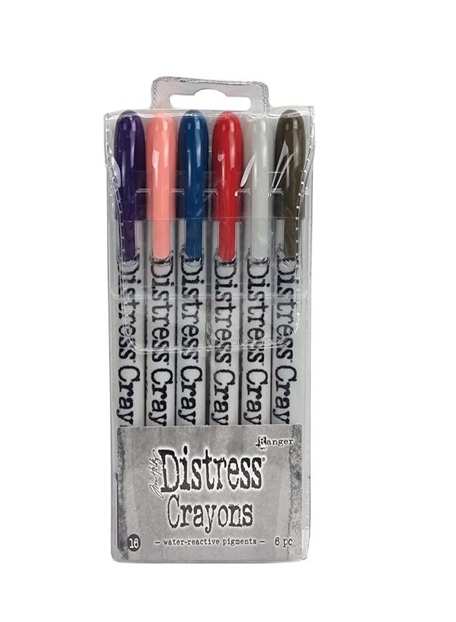 Tim Holtz Ranger Distress Crayon Set 16 (Villainous Potion/Saltwater Taffy/Uncharted Mariner/Lumberjack Plaid/Lost Shadow/Scorched Timber), Multicoloured, 13 x 1.5 cm - Image 2