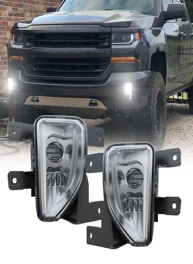 4X4FLSTC LED Fog Lights Assembly DOT Approved with DRL Halo Daytime Running Light Compatible with 2016 2017 2018 Chevy Silverado 1500 - Chrome - Image 1