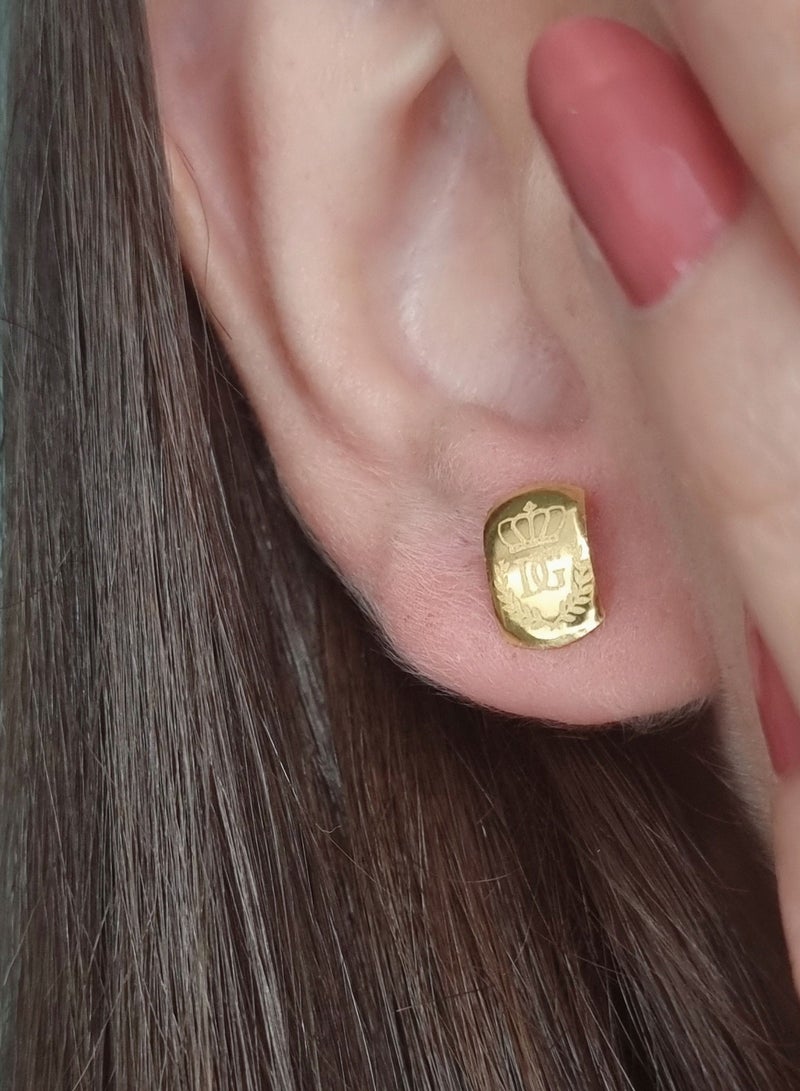 Hamsa.ae 18K Pure Gold Crown D.G Stud Earring Set - Image 3