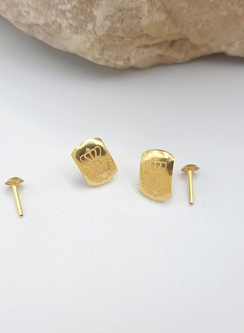 Hamsa.ae 18K Pure Gold Crown D.G Stud Earring Set - Image 1