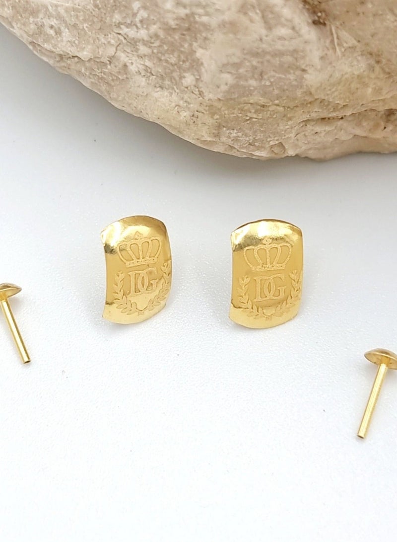 Hamsa.ae 18K Pure Gold Crown D.G Stud Earring Set - Image 2