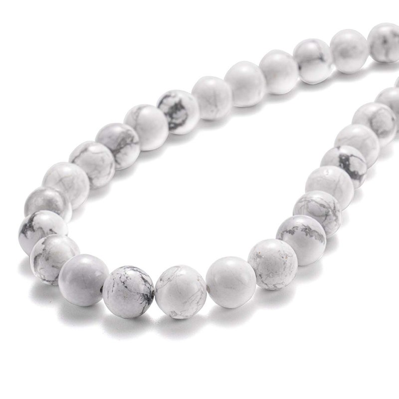BEADIA Natural White Howlite Stone Round Loose Semi Gemstone Beads for Jewelry Making 8MM 44PCS