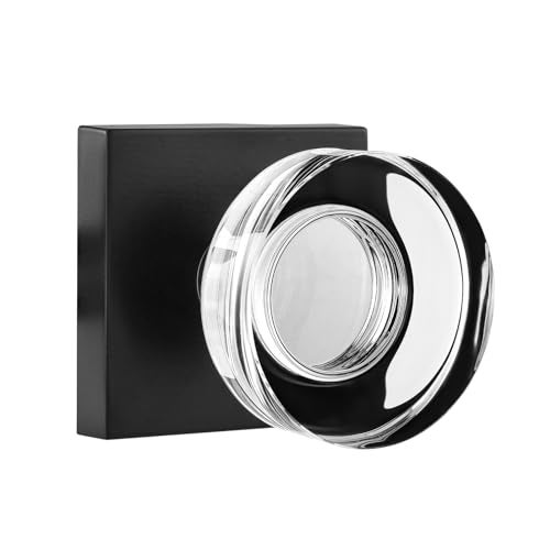 naubea 2 Pack Matte Black Dummy Door Knob Crystal Glass Dummy Door Knobs Interior for Hall Doors and Closet Door - Image 1