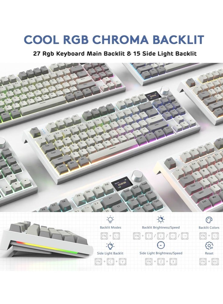 Attack Shark K86 RGB Wireless Gasket Mechanical Keyboard,Triple Mode Bluetooth5.0/2.4G/USB-C 87 Keys Hot Swappable Gaming Keyboard, 4000 mAh Battery 1.2'' HD OLED Display Volume Rotary Button for Games and Work - Image 5