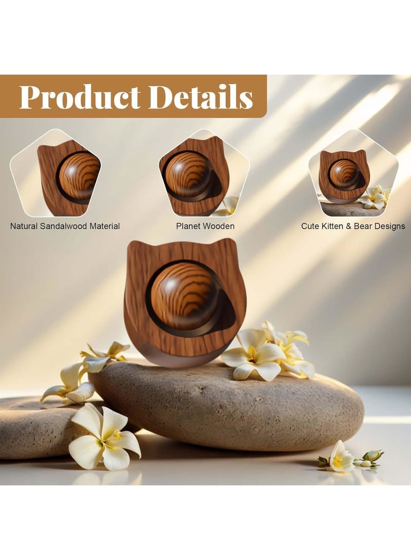 SYOSI Essential Oil Diffuser, Wooden Aroma Humidifier with Sandalwood Scent, Cute Kitten and Bear Design, Portable Air Freshener for Home Car Office Yoga Spa Relaxation, Natural Wood Finish - Image 4