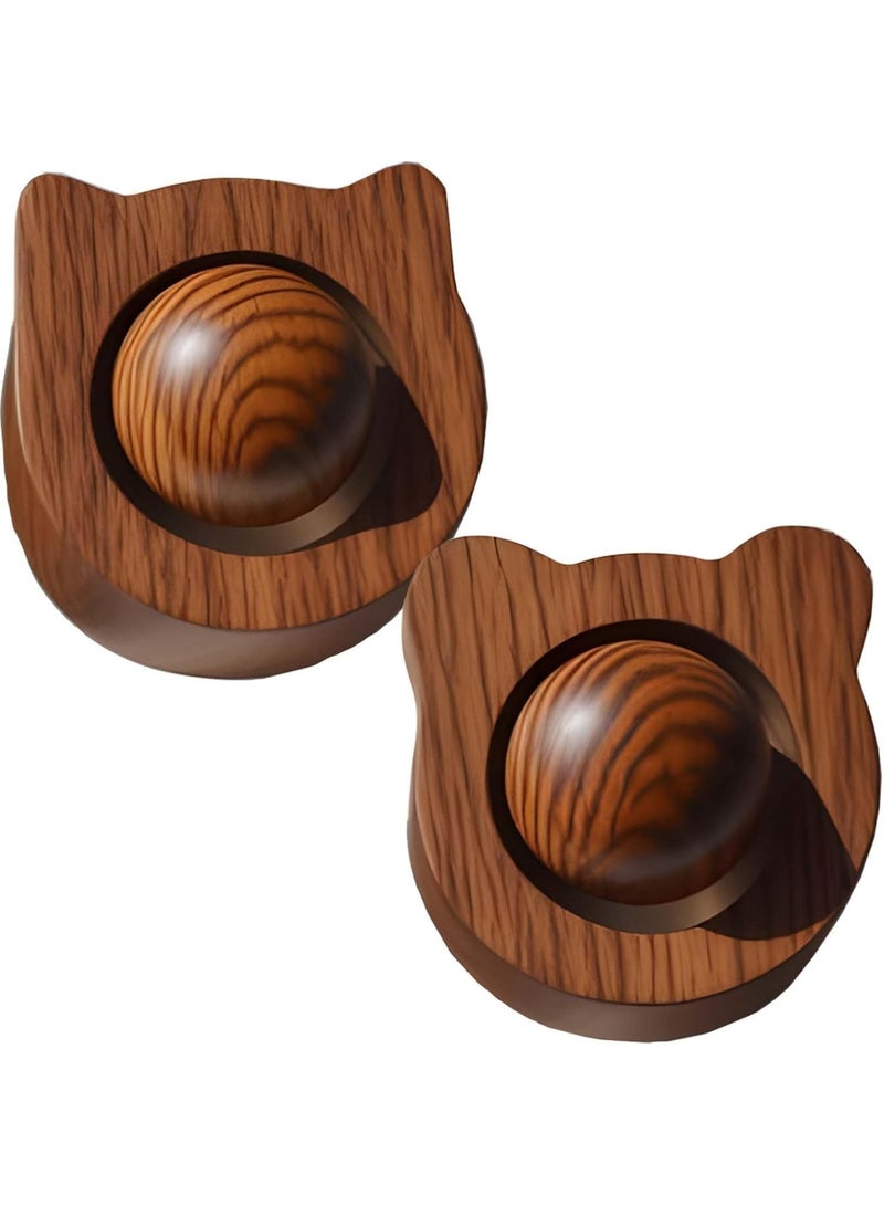 SYOSI Essential Oil Diffuser, Wooden Aroma Humidifier with Sandalwood Scent, Cute Kitten and Bear Design, Portable Air Freshener for Home Car Office Yoga Spa Relaxation, Natural Wood Finish - Image 1