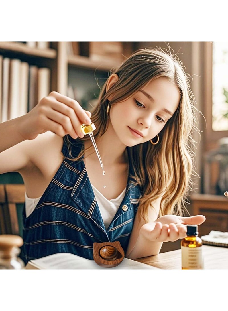 SYOSI Essential Oil Diffuser, Wooden Aroma Humidifier with Sandalwood Scent, Cute Kitten and Bear Design, Portable Air Freshener for Home Car Office Yoga Spa Relaxation, Natural Wood Finish - Image 2