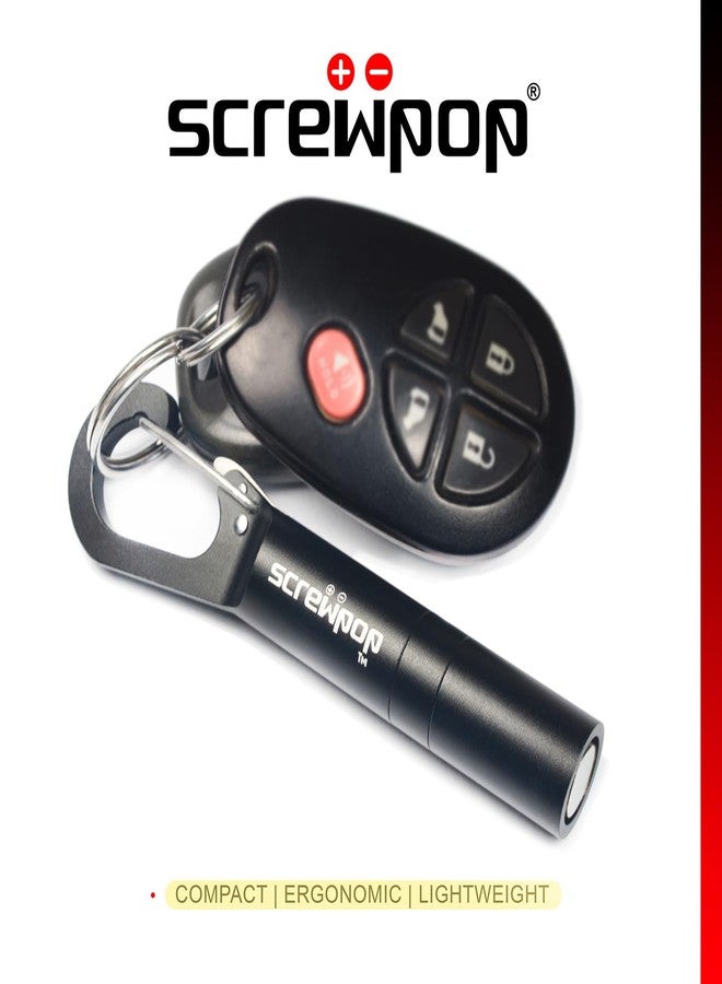 Screwpop Telescoping Cigar Punch 4.0 Ultra-Sharp with Twin Prong Nubber Carabiner Clip Bottle Opener Anodized Black - Image 2