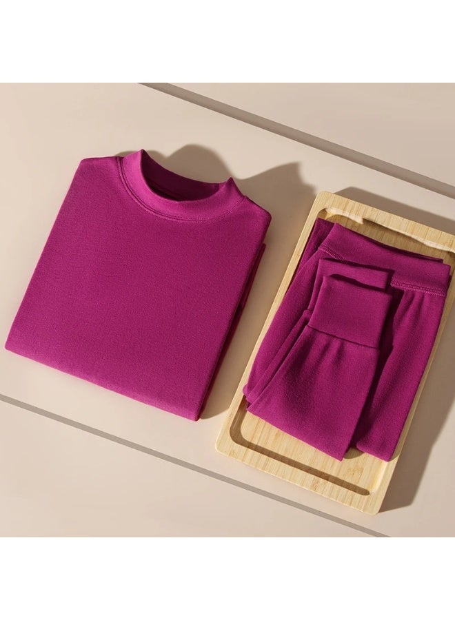 NIBEMINENT Thermal Underwear Set Double-sided Cashmere Long Johns Plus Cashmere Thick Autumn Winter for  Women Warm Underwear - Image 1