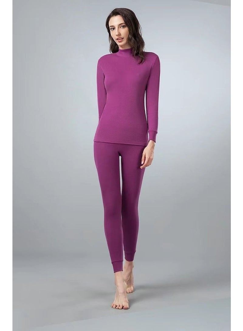 NIBEMINENT Thermal Underwear Set Double-sided Cashmere Long Johns Plus Cashmere Thick Autumn Winter for  Women Warm Underwear - Image 2