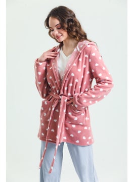 Magic Form 37680 Women's Fleece Pajama Set with Robe-Dried Rose  - Image 2